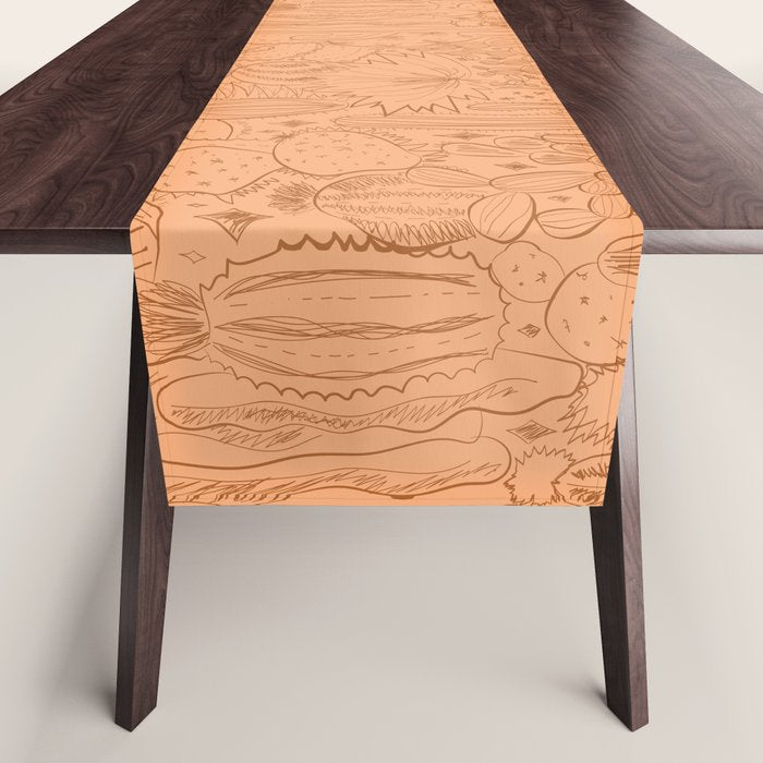 Cactus Scene in Orange Table Runner Gallery Image 1