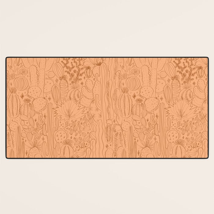 Cactus Scene in Orange Desk Mat Gallery Image 3