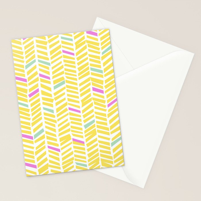 Herringbone Yellow Stationery Card Gallery Image 2