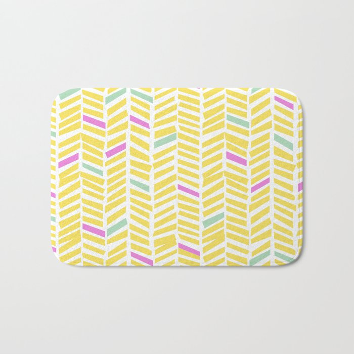 Herringbone Yellow Bath Mat Gallery Image 1