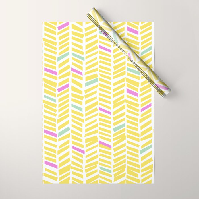 Herringbone Yellow Wrapping Paper Gallery Image 1