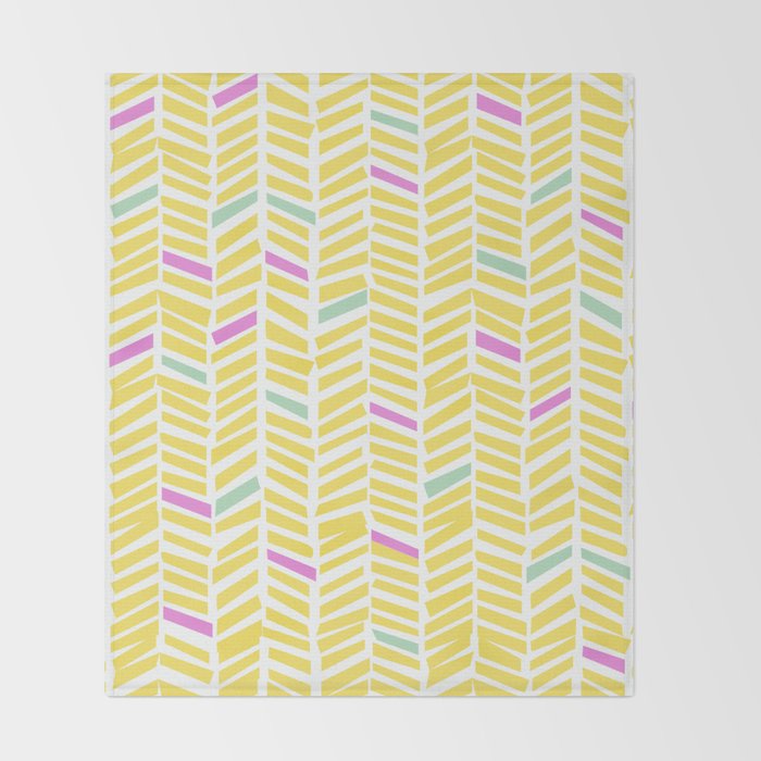 Herringbone Yellow Throw Blanket Gallery Image 2