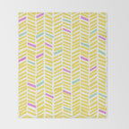 Herringbone Yellow Throw Blanket Gallery Image 2