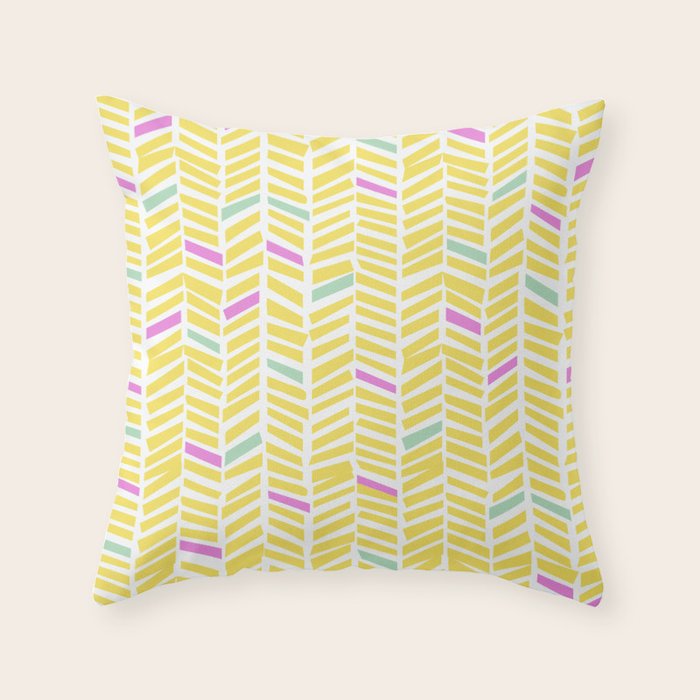 Herringbone Yellow Throw Pillow Gallery Image 6