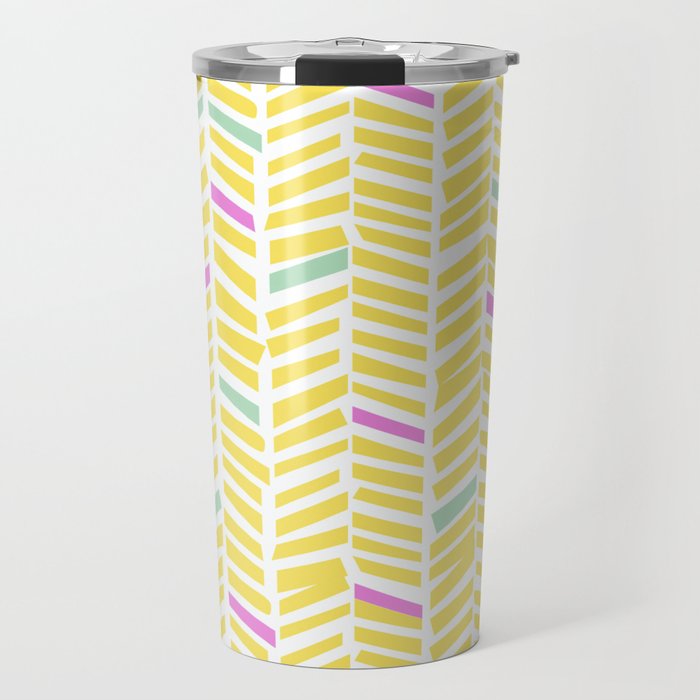 Herringbone Yellow Travel Mug Gallery Image 1