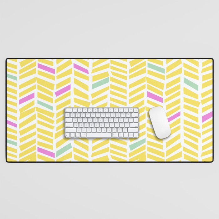 Herringbone Yellow Desk Mat Gallery Image 1