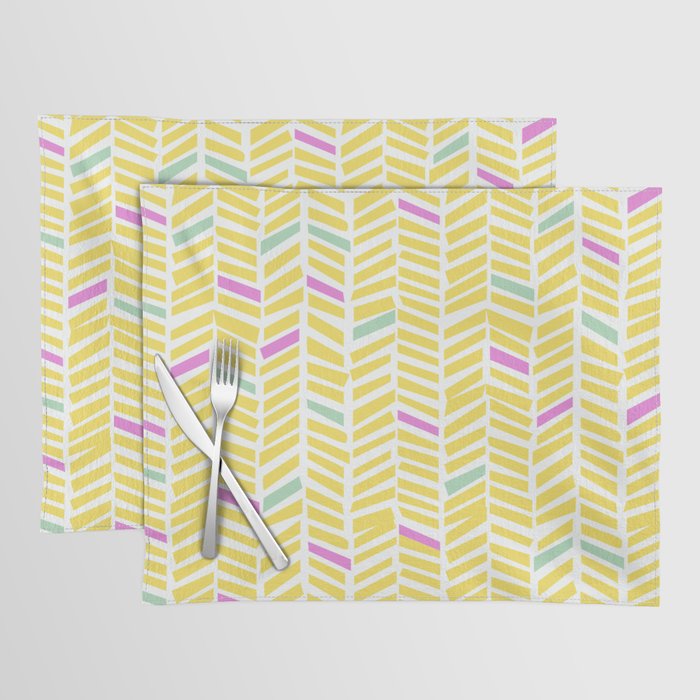 Herringbone Yellow Placemat Gallery Image 1