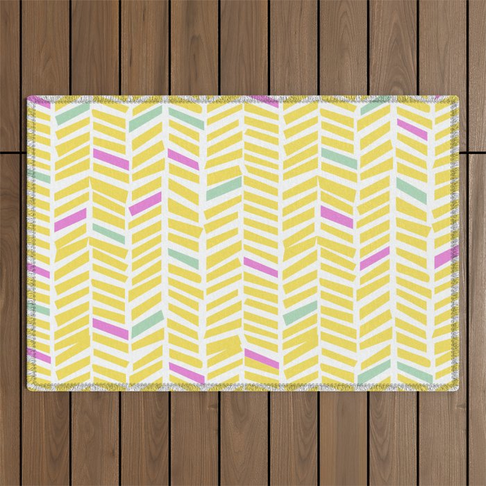 Herringbone Yellow Outdoor Rug Gallery Image 1