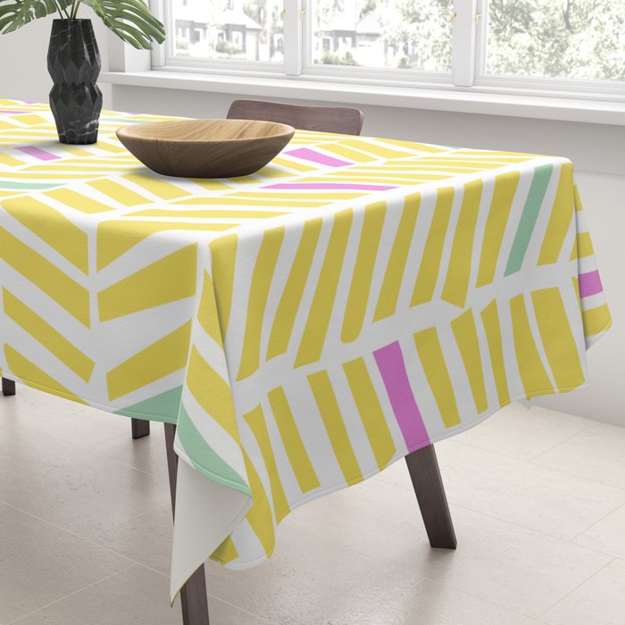 Herringbone Yellow Tablecloth Gallery Image 3