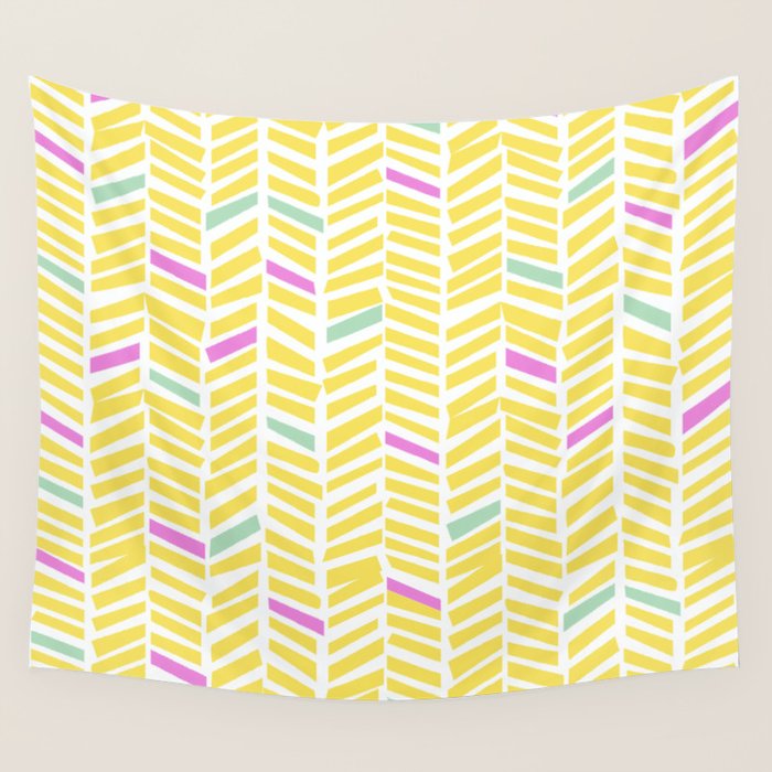 Herringbone Yellow Wall Tapestry Gallery Image 4