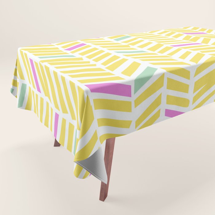 Herringbone Yellow Tablecloth Gallery Image 1