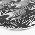 Japanese Crane Ornate Art Deco Dark Monochrome Pattern II Bath Mat Gallery Image 3