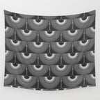 Japanese Crane Ornate Art Deco Dark Monochrome Pattern II Wall Tapestry Gallery Image 4