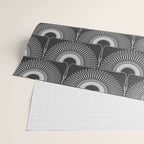 Japanese Crane Ornate Art Deco Dark Monochrome Pattern II Wrapping Paper Gallery Image 2