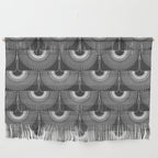 Japanese Crane Ornate Art Deco Dark Monochrome Pattern II Wall Hanging Gallery Image 1