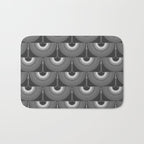 Japanese Crane Ornate Art Deco Dark Monochrome Pattern II Bath Mat Gallery Image 1