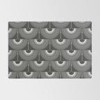 Japanese Crane Ornate Art Deco Dark Monochrome Pattern II Rug Gallery Image 2