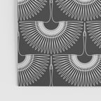 Japanese Crane Ornate Art Deco Dark Monochrome Pattern II Poster Gallery Image 3