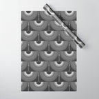Japanese Crane Ornate Art Deco Dark Monochrome Pattern II Wrapping Paper Gallery Image 1