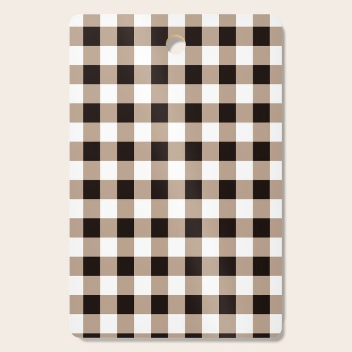 Gingham Large Tan Black White Cutting Board Gallery Image 1