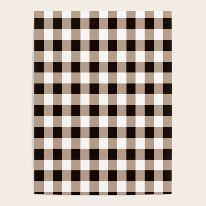 Gingham Large Tan Black White Poster Gallery Image 4