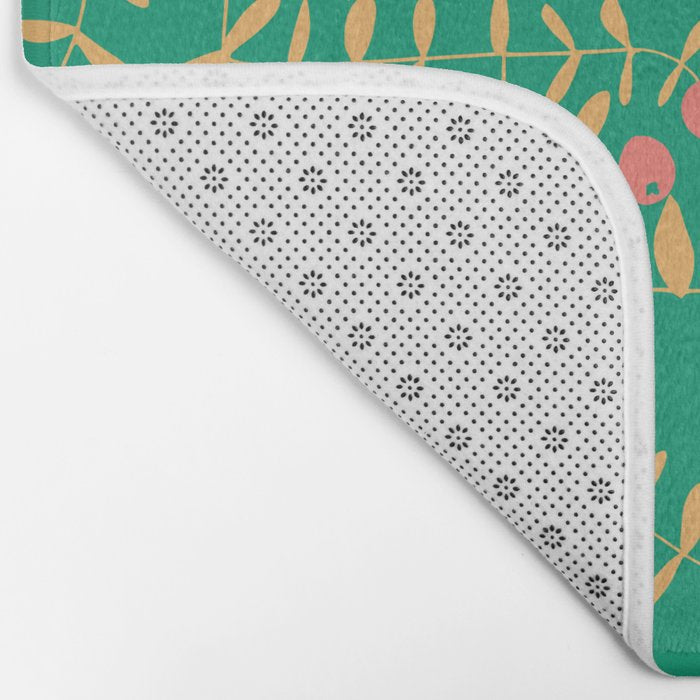 Block print berries bright green Bath Mat Gallery Image 2