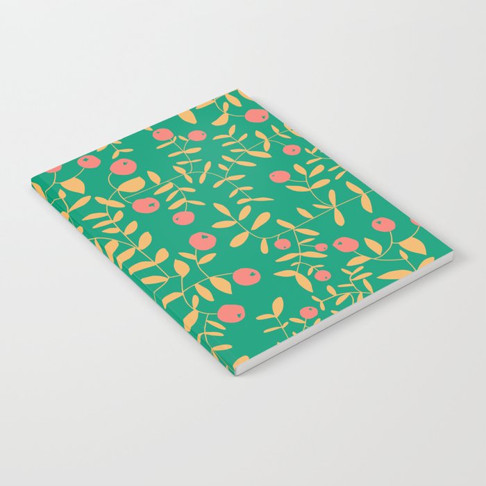 Block print berries bright green Notebook Gallery Image 1