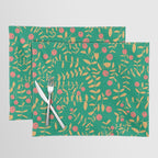Block print berries bright green Placemat Gallery Image 1