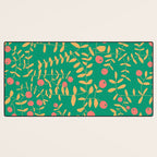 Block print berries bright green Desk Mat Gallery Image 3