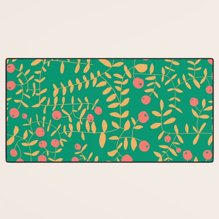 Block print berries bright green Desk Mat Gallery Image 3