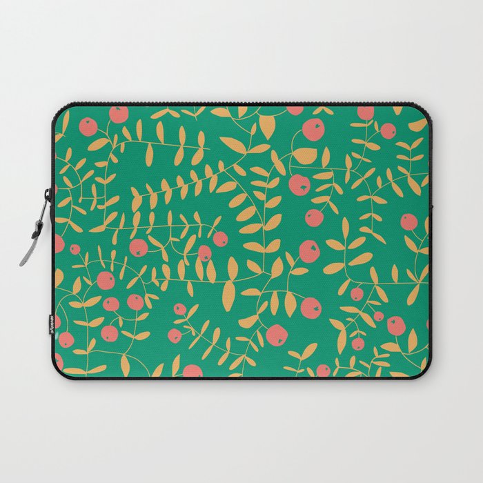 Block print berries bright green Laptop Sleeve Gallery Image 1