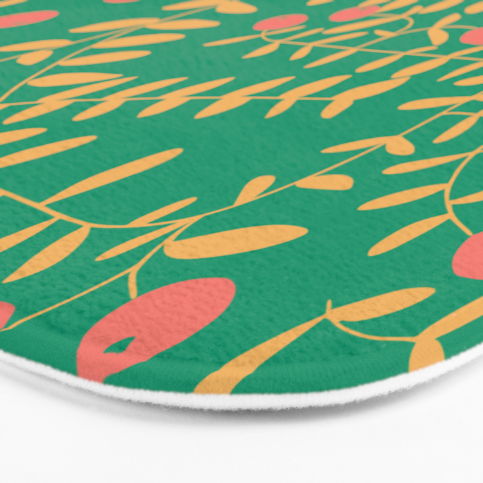 Block print berries bright green Bath Mat Gallery Image 3