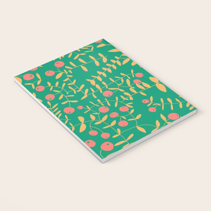 Block print berries bright green Notebook Gallery Image 3