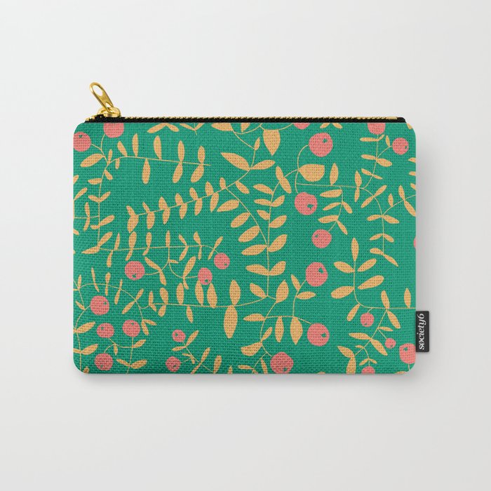 Block print berries bright green Carry All Pouch Gallery Image 1