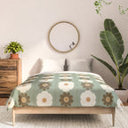 Retro floral pattern, 60s, 70s, style, in sage green Comforter Gallery Image 3