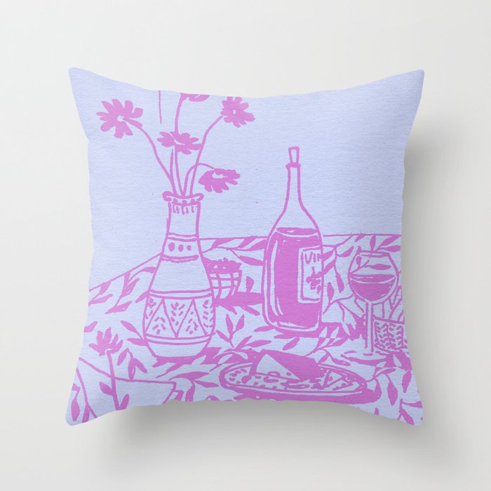 Pink Dinner Still Life Throw Pillow Gallery Image 6
