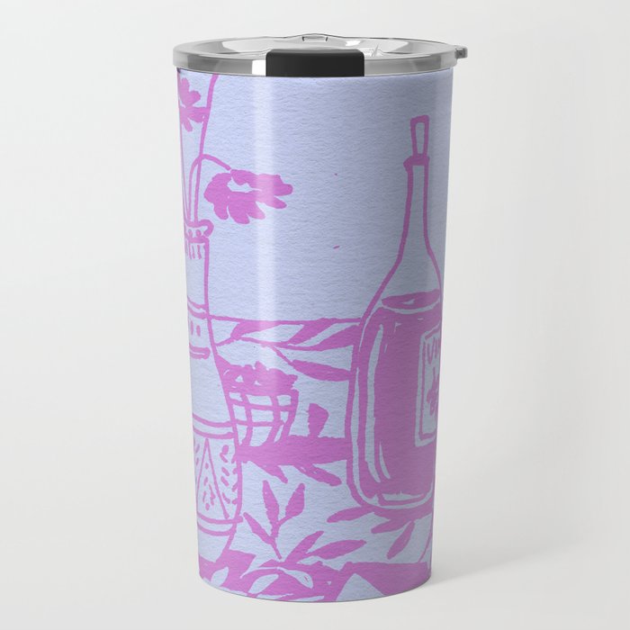 Pink Dinner Still Life Travel Mug Gallery Image 1