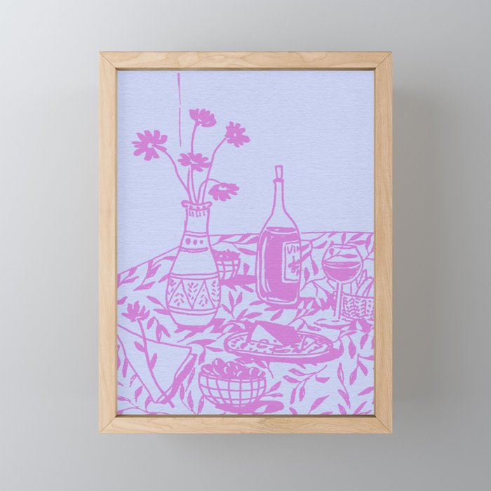 Pink Dinner Still Life Mini Art Print Gallery Image 1