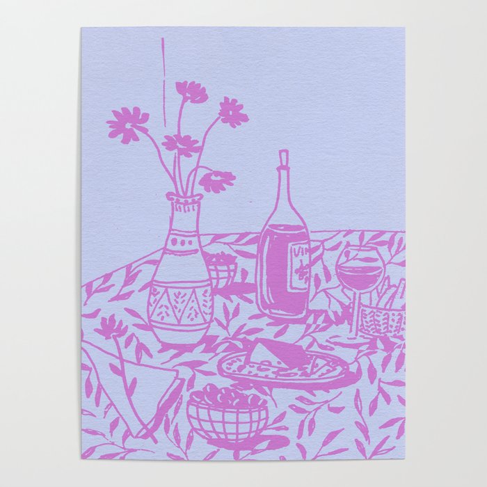 Pink Dinner Still Life Poster Gallery Image 1
