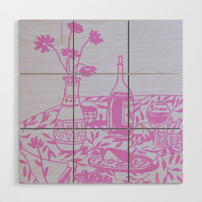 Pink Dinner Still Life Wood Wall Art Gallery Image 1