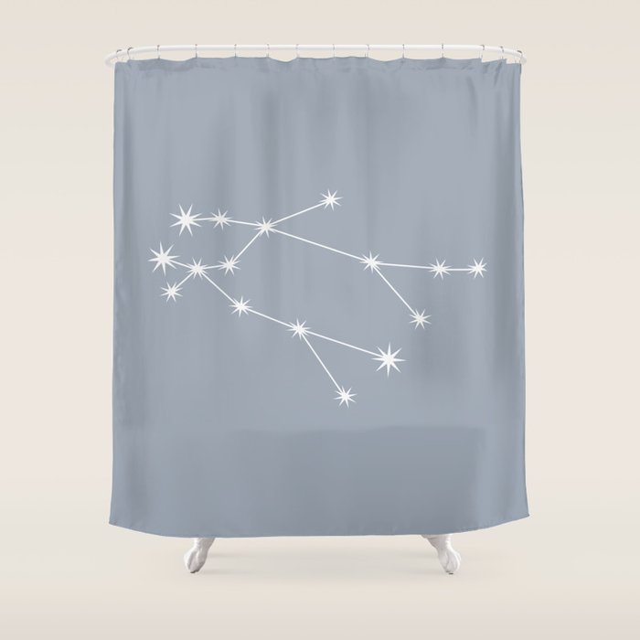 Gemini Zodiac Star Constellation Line Art Blue Grey Shower Curtain Gallery Image 1