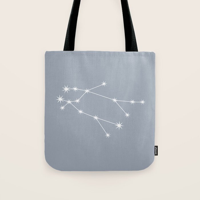 Gemini Zodiac Star Constellation Line Art Blue Grey Tote Bag Gallery Image 1