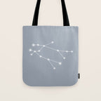Gemini Zodiac Star Constellation Line Art Blue Grey Tote Bag Gallery Image 1