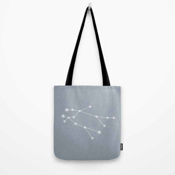 Gemini Zodiac Star Constellation Line Art Blue Grey Tote Bag Gallery Image 2