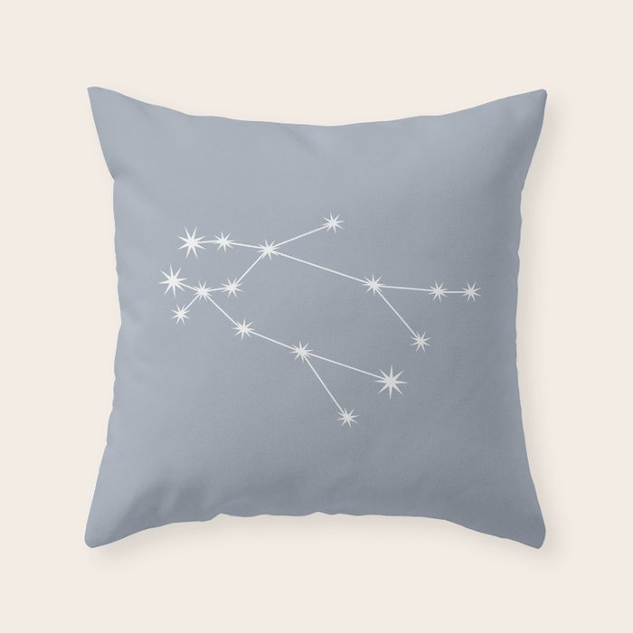 Gemini Zodiac Star Constellation Line Art Blue Grey Throw Pillow Gallery Image 6