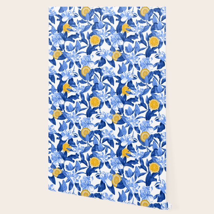 Porcelain Magnolias Flowers and Lemons Wallpaper Gallery Image 2
