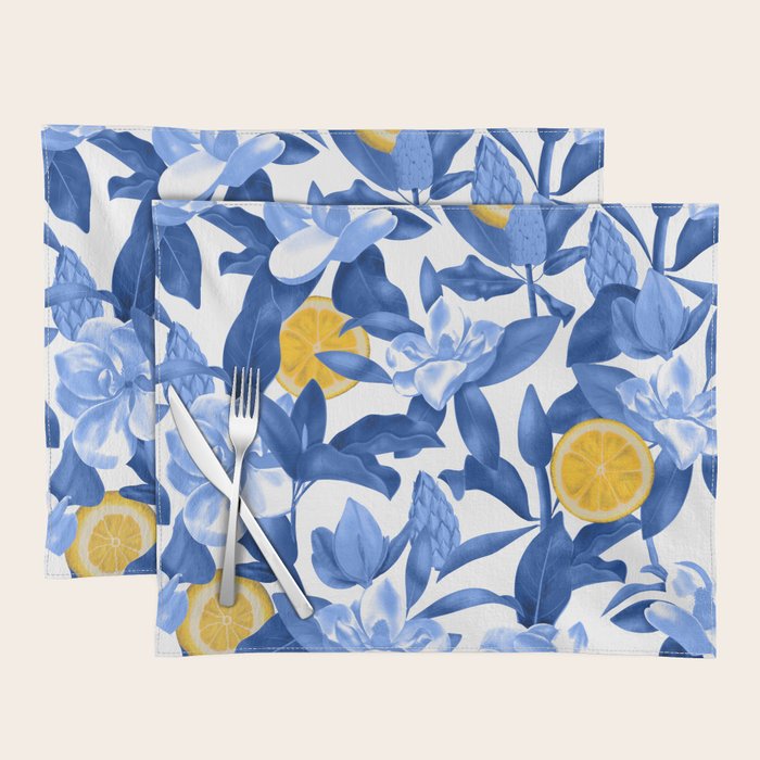 Porcelain Magnolias Flowers and Lemons Placemat Gallery Image 1