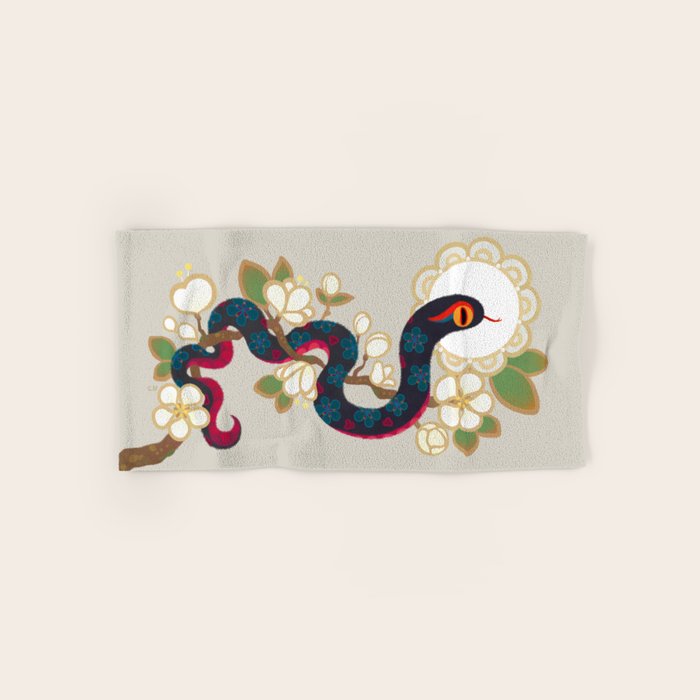 Snake and flowers 2 Bath Towel Gallery Image 1