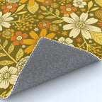 1970s Retro Flowers Pattern in Yellow, Orange & Olive Green Rug Gallery Image 4