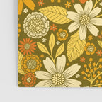 1970s Retro Flowers Pattern in Yellow, Orange & Olive Green Poster Gallery Image 3
